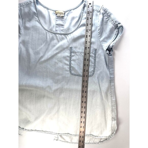 Anthropologie Holding Horses Top Women Medium Blue Tencel Chambray Pocket Blouse - Picture 9 of 11
